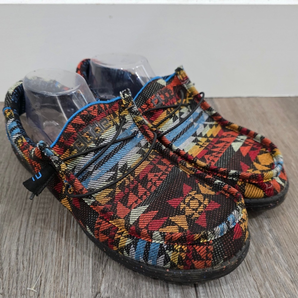 Hey Dude Mens Aztec Western Shoes Wally Size 11 Multicolor Southwestern Loafers